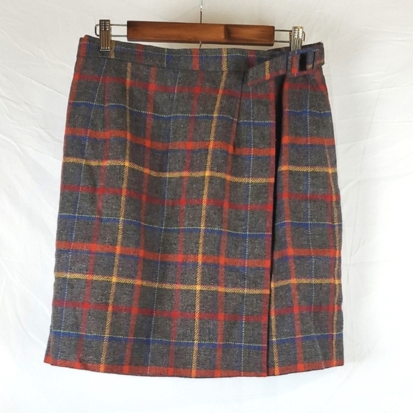 Vintage Talbots Plaid Wool Wrap Skirt - Picture 1 of 9